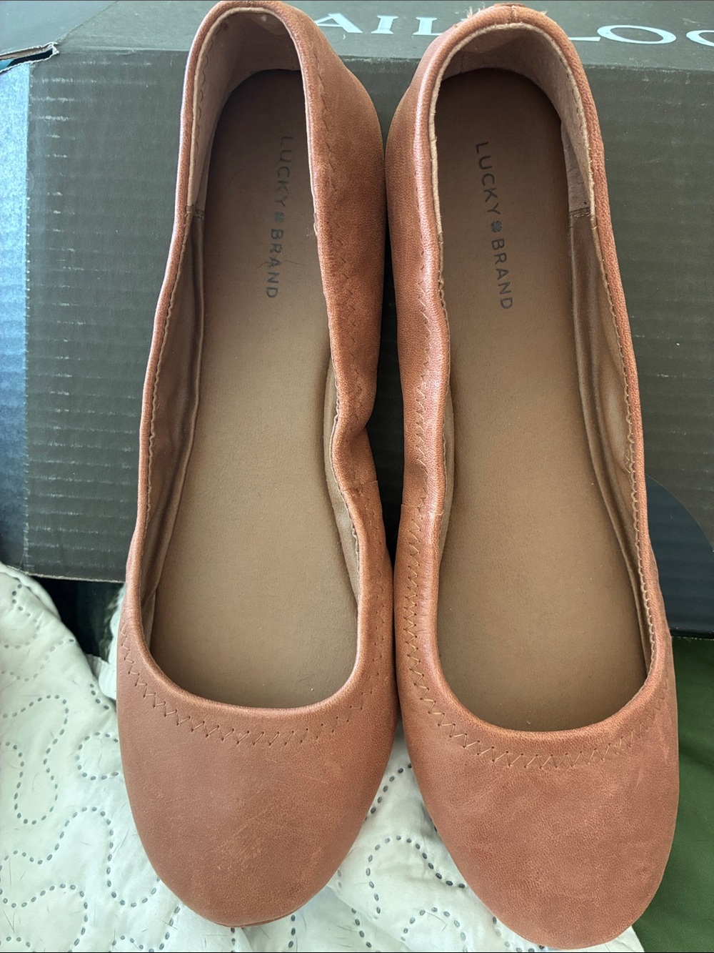 Lucky Brand Women's Cognac Suede Ballet Flats